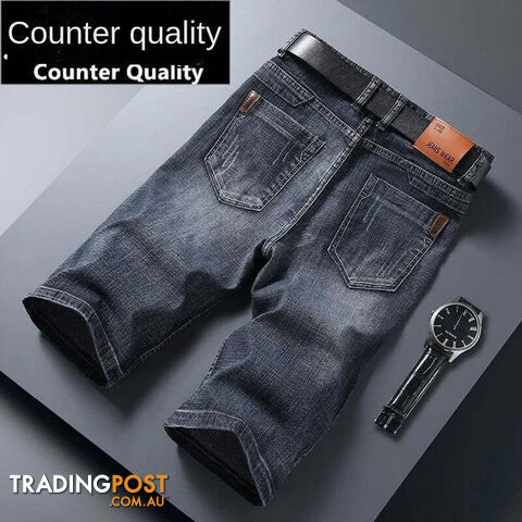 Grey 816 / 33Zippay Summer Men Short Denim Jeans Thin Knee Length New Casual Cool Pants Short Elastic Daily High Quality Trousers New Arrivals
