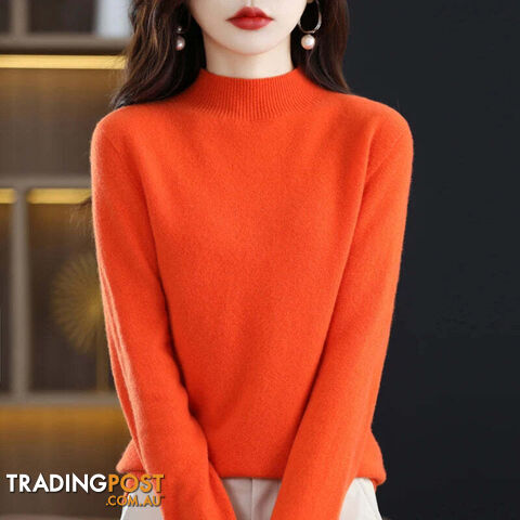 13 / XLZippay 100% Pure Wool Half-neck Pullover Cashmere Sweater Women's Casual Knit Top