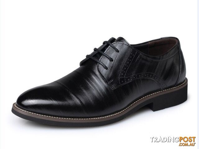 Black / 8Zippay Men's Real Cowhide Leather Oxford Shoes Comfortable Insole Lacing Business Dress Shoes Man Wedding High Quality Shoes