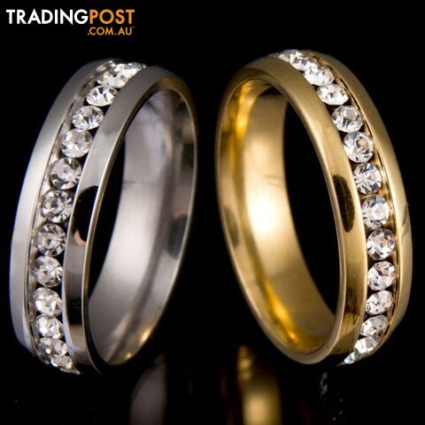 13 / 18K Gold PlatedZippay Never Fade 18k Gold Plated 316l Stainless Steel Ring Titanium Steel Engagement Wedding Ring