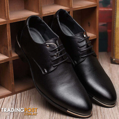 Black / 6.5Zippay Fashion High Quality Genuine Pointed Leather Men Oxfords Lace-Up Business Men Shoes Men Dress Shoes Leather Shoes BRM-423