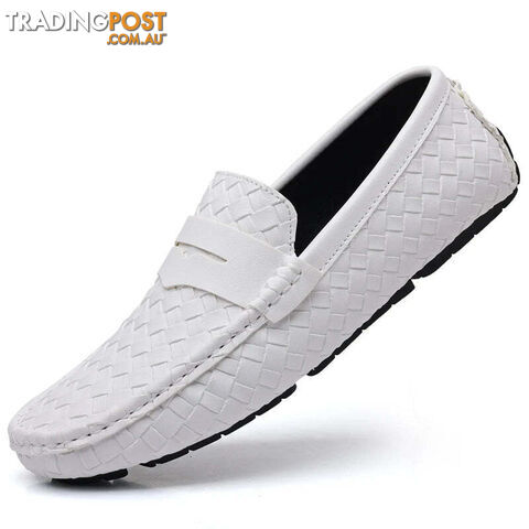 White / 45Zippay Loafers Men Handmade Moccasins Men Flats Casual Leather Shoes Comfy Loafers Shoes