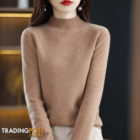 16 / XXLZippay 100% Pure Wool Half-neck Pullover Cashmere Sweater Women's Casual Knit Top