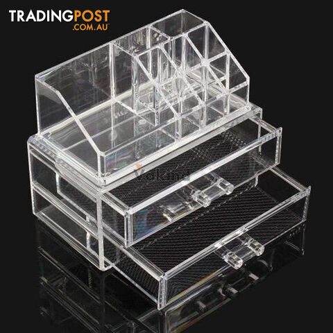 Zippay High Quality Transparent Two Layer Drawers Acrylic Cosmetic Organizer Drawer Makeup Case Storage Insert Holder Box