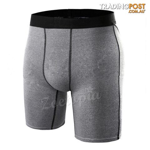 Gray / MZippay Men Breathable Quick Dry Underwear Tights Gym Fitness Running Boxers Football Soccer Skinny Sport Training Basketball Shorts