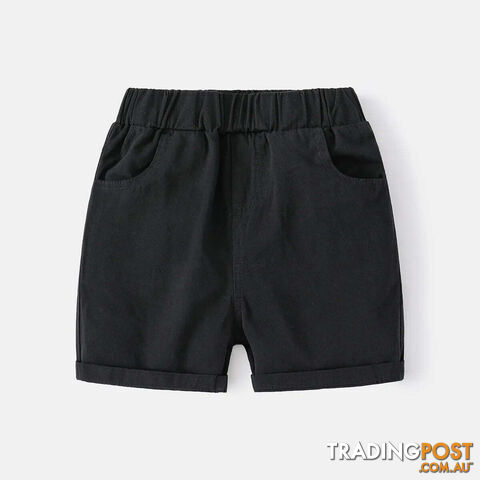 Black / 6Zippay Cotton Linen Boys Shorts Toddler Kids Summer Knee Length Pants Children's Clothes