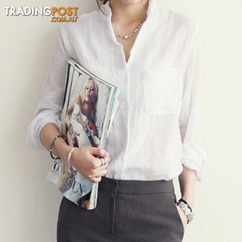 White shirt / LZippay Woman Clothes Womens Tops Fashion Women Blouses Linen Blouse White Shirt Plus Size