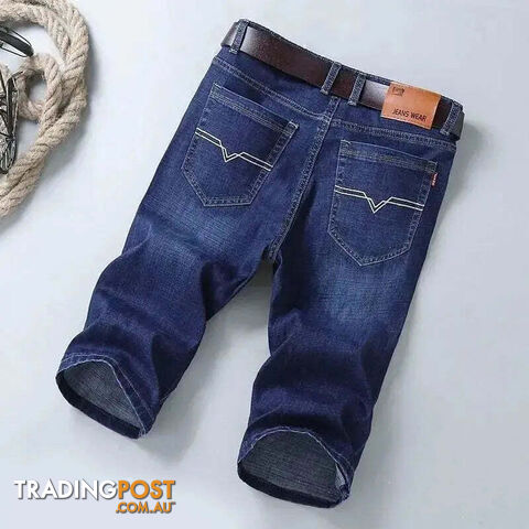 Dark Blue 009 / 38Zippay Summer Men Short Denim Jeans Thin Knee Length New Casual Cool Pants Short Elastic Daily High Quality Trousers New Arrivals