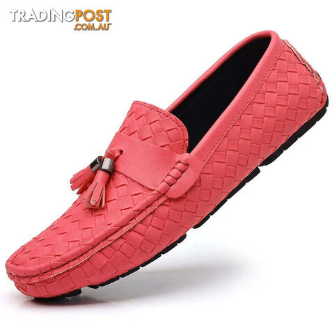 rose / 43Zippay Designer Leather Casual Shoes for Men High Quality Fashion Comfortable Man's Loafers Flats Driving Shoes
