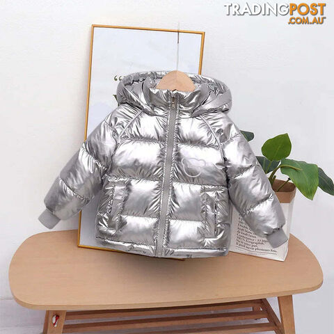 Silver / 4TZippay Winter coat hooded Down jacket thickened cartoon print childrens clothes