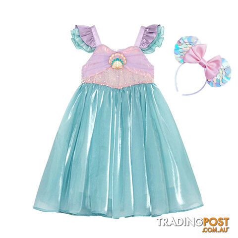 B / 2-3T(size 100)Zippay Princess Costume Kids Dress For Girls Cosplay Children Carnival Birthday Party Clothes Mermaid