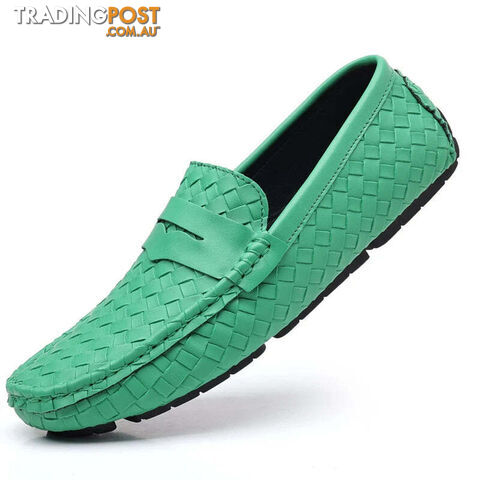 Green / 43Zippay Loafers Men Handmade Moccasins Men Flats Casual Leather Shoes Comfy Loafers Shoes