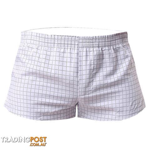 white plaid / MZippay Men Underwear Boxer Shorts Trunks Slacks Cotton Men Boxer Shorts Underwear Printed Men Shorts Home Underpants std05