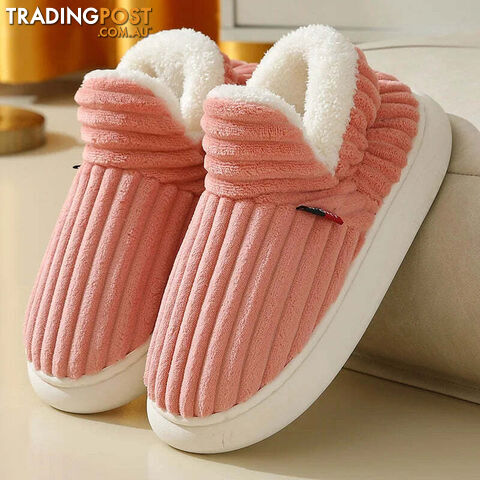 Pink / CN 38-39Zippay Unisex Home Men Cotton Slippers Casual Plush Shoes Warm Velvet Sneakers