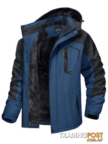 Denim Blue / 5XL (US XL)Zippay Fleece Lining Mountain Jackets Mens Hiking Jackets Outdoor Removable Hooded Coats Ski Snowboard Parka Winter Outwear