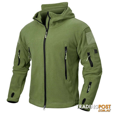 Army Green / XLZippay Winter Tactical Fleece Jacket Men Warm Polar Outdoor Hoodie Coat Multi-Pocket Casual Full Zip Sport Hiking Jacket