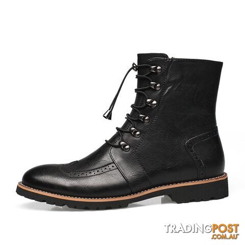 autumn black / 8.5Zippay Arrival Fashion Bullock shoes,Handmade super warm Genuine leather winter boots Men,Casual British style Snow boots for men