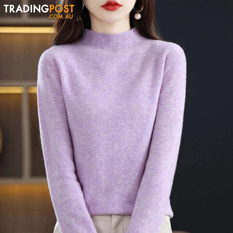 17 / SZippay 100% Pure Wool Half-neck Pullover Cashmere Sweater Women's Casual Knit Top