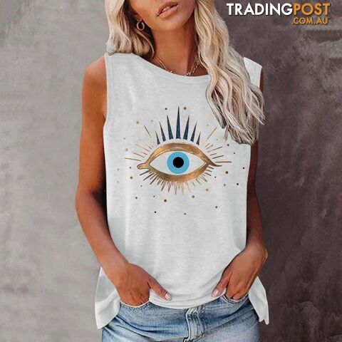 WHITE / LZippay Eye T-shirt Short Sleeve Crew Neck Casual Top Women Clothing Y2k Top