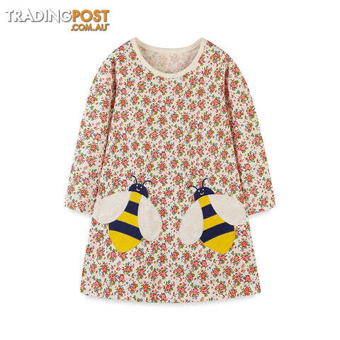 T1444 / 7TZippay Children's School Dresses With Pockets Pen Embroidery Long Sleeve Autumn Kids Preppy Style Dress