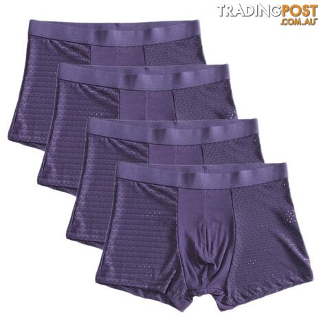 Dark Blue / 4XLZippay 4pcs/lot Bamboo Fiber Boxer Pantie Underpant plus size shorts breathable underwear