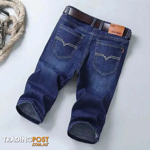 Dark Blue 009 / 29Zippay Summer Men Short Denim Jeans Thin Knee Length New Casual Cool Pants Short Elastic Daily High Quality Trousers New Arrivals
