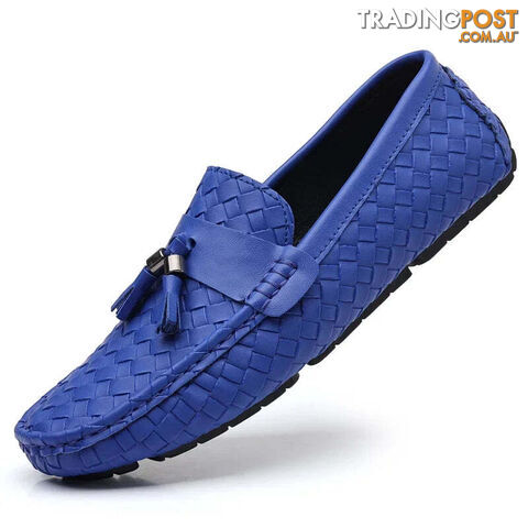 royal blue / 46Zippay Designer Leather Casual Shoes for Men High Quality Fashion Comfortable Man's Loafers Flats Driving Shoes