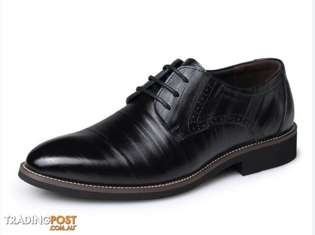 Black / 10Zippay Men's Real Cowhide Leather Oxford Shoes Comfortable Insole Lacing Business Dress Shoes Man Wedding High Quality Shoes