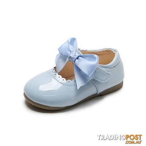 SMG104Skyblue / CN 29 insole 18cmZippay Baby Girls Shoes Cute Bow Patent Leather Princess Shoes Solid Color Kids Gilrs Dancing Shoes First Walkers SMG104