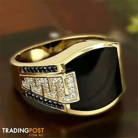 AJZ1809gold / 9Zippay Metal Glossy Rings for Men Geometric Width Signet Square Finger Punk Style Fashion Ring Jewelry Accessories
