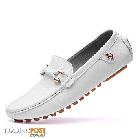 White / 46Zippay Loafers Men Shoes Casual Driving Flats Slip-on Shoes Luxury Comfy Moccasins