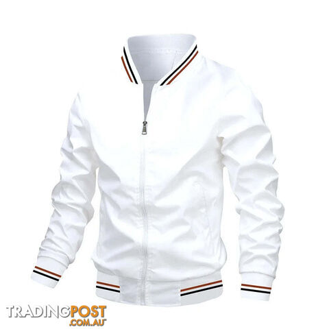 White / XLZippay Bomber Jacket Men Casual Windbreaker Jacket Coat Men High Quality Outwear Zipper Stand Collar Military Jacket Mens