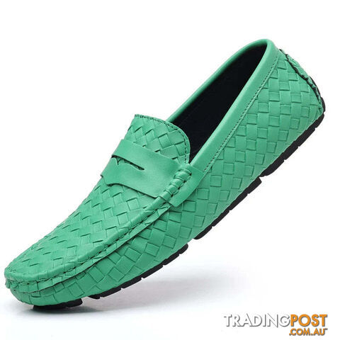 Green / 46Zippay Loafers Men Handmade Moccasins Men Flats Casual Leather Shoes Comfy Loafers Shoes