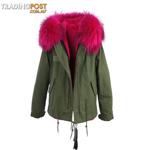 color 4 / XXLZippay women's army green Large raccoon fur collar hooded coat parkas outwear 2 in 1 detachable lining winter jacket brand style