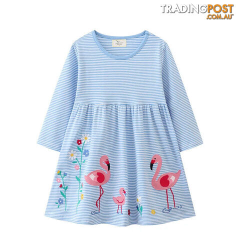 T7003 / 5TZippay Children's School Dresses With Pockets Pen Embroidery Long Sleeve Autumn Kids Preppy Style Dress