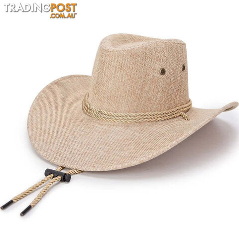 1Zippay Summer Men Hat Breathable Western Cowboy Sunscreen Cap British Style Men Linen Solid Color Retro Casual Lightweight Hat
