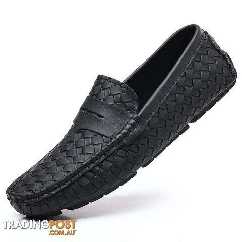 Black / 46Zippay Loafers Men Handmade Moccasins Men Flats Casual Leather Shoes Comfy Loafers Shoes