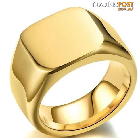 CR6305gold / 9Zippay Metal Glossy Rings for Men Geometric Width Signet Square Finger Punk Style Fashion Ring Jewelry Accessories