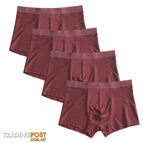 Red / XXXLZippay 4pcs/lot Bamboo Fiber Boxer Pantie Underpant plus size shorts breathable underwear