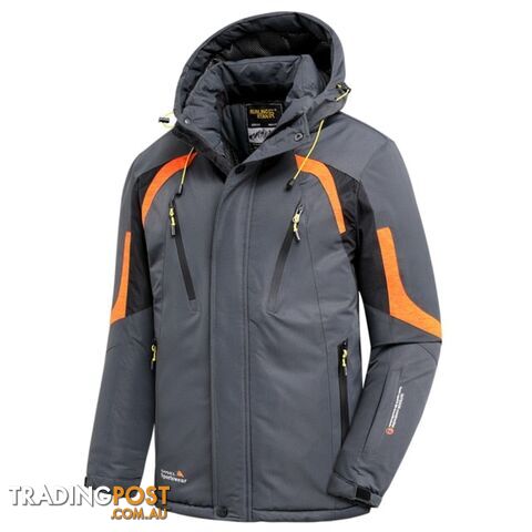 Gray / 48 LZippay Men Winter New Outdoor Jet Ski Premium Snow Warm Parkas Jacket Coat Men Outwear Casual Hooded Waterproof Thick Fleece Parka Men