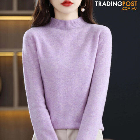 17 / LZippay 100% Pure Wool Half-neck Pullover Cashmere Sweater Women's Casual Knit Top