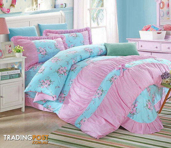 3 / KingZippay 100% Cotton Classic Princess Polka Dot Girls Bedding Sets Bedroom Bed Sheet Duvet Cover Pillowcase Twin Queen King size