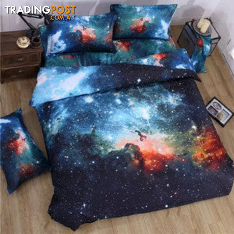 XK006 / 175x210cm Double setZippay Moon Star Galaxy bedding sets twin full queen size Universe Outer Space 4pc duvet cover set with bedsheet pillowcases