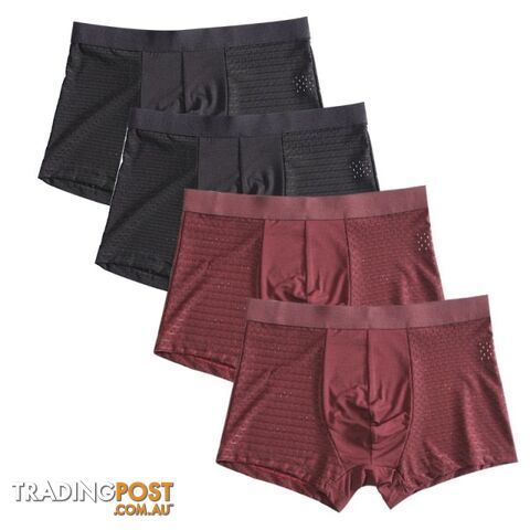Blk Red / XXXLZippay 4pcs/lot Bamboo Fiber Boxer Pantie Underpant plus size shorts breathable underwear