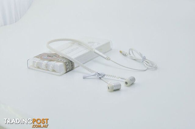 WhiteZippay Metal Zipper luminous Headphone Light Earphone Glow In The Dark Earphones With Mic for Mobile Phone Xiaomi Sony Iphone MP3