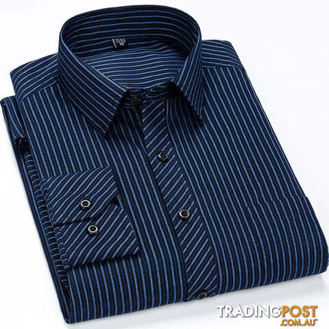 2106 / 48 - 9XLZippay Mens Casual Business Long Sleeved Shirt Classic Plaid Striped Male Social Dress Oversized Shirts