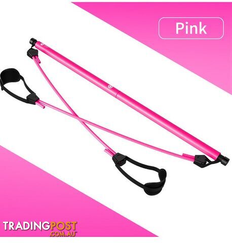 PinkZippay Pilates Bar Kit with Resistance Band Pilates Exercise Stick Toning Bar Fitness Home Yoga Gym, Body Workout