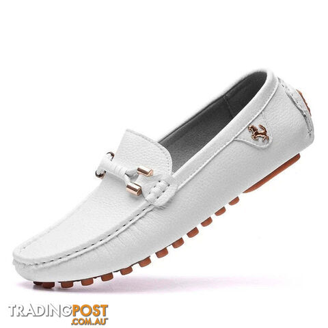 White / 41Zippay Loafers Men Shoes Casual Driving Flats Slip-on Shoes Luxury Comfy Moccasins