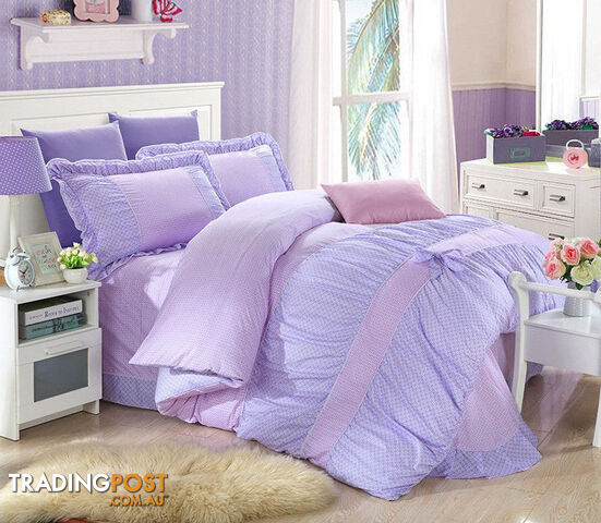 8 / KingZippay YADIDI 100% Cotton Classic Princess Polka Dot Girls Bedding Sets Bedroom Bed Sheet Duvet Cover Pillowcase Twin Queen King size