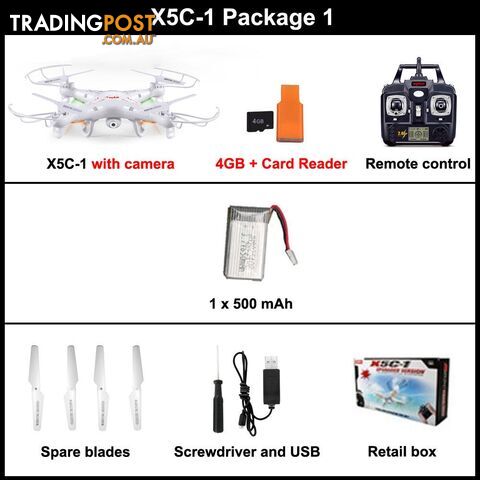 X5C 1 package 1Zippay Syma X5C-1 Quadcopter Drone With Camera or Syma X5-1 rc helicopter